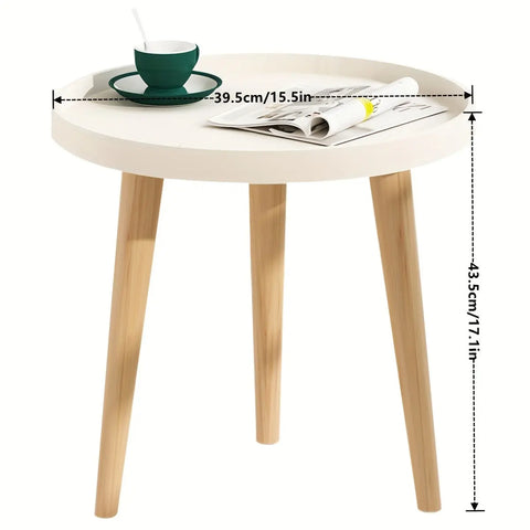 30MM/1.18in Round Portable Coffee Table: Stable Side End Table for Living Room, Bedroom, Office - Perfect for Laptop and Small Sofa - White and Black CozyHaus