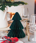 Set of 3 Christmas Tree Tissue Pom Poms Centerpiece - 3D Honeycomb Paper Table Decorations for Home, Office, Kitchen, Holiday Parties, Xmas Gifts – Versatile Decoration for Weddings, Birthdays & Seasonal Events CozyHaus