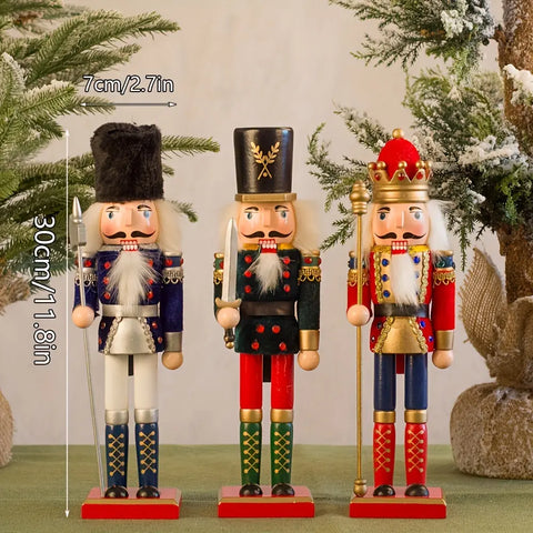 1pc 30cm Nutcracker Soldier Figurine - Wooden Christmas Decor for Home, Office & Tabletop | Perfect for Holiday Parties & Festive Celebrations CozyHaus