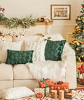 1pc/2pcs, Christmas Plush Pillow Cover Single Side Embroidered Wool Snowflake Christmas Tree Living Room Sofa Cushion Party Decoration Pillow Cover CozyHaus