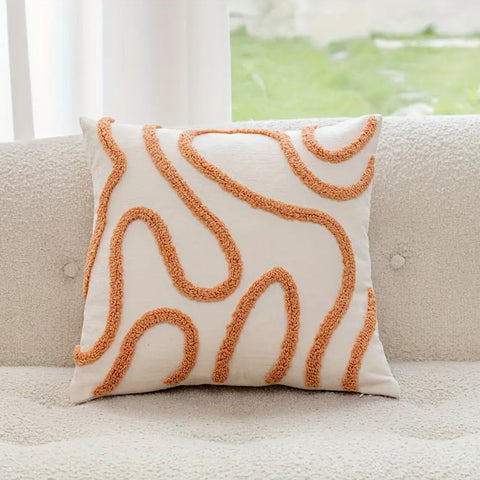 1pc Bohemian Style Throw Pillow Cover, Soft Plush Chenille, Reversible Geometric Stripe Pattern, Hand Washable, Zipper Closure, Polyester, with No Insert for Home Sofa Patio Bench Decor CozyHaus