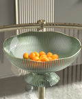 Elegant Oval PET Fruit Bowl with Golden Rim - Transparent Snack Serving Tray for Home & KTV CozyHaus