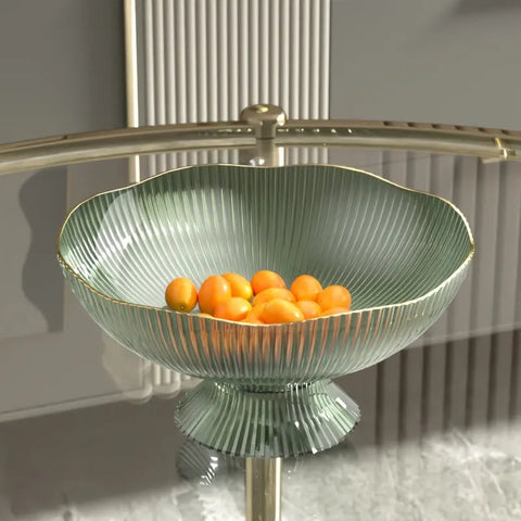 Elegant Oval PET Fruit Bowl with Golden Rim - Transparent Snack Serving Tray for Home & KTV CozyHaus