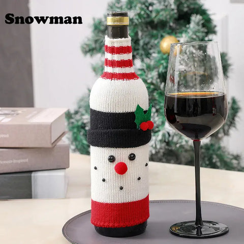 Christmas Decorations Santa Wine Bottle Cover, Knitted Champagne Bottle Sleeve For Restaurant Holiday Settings Christmas, Halloween, Thanksgiving Day Gift Easter Gift CozyHaus