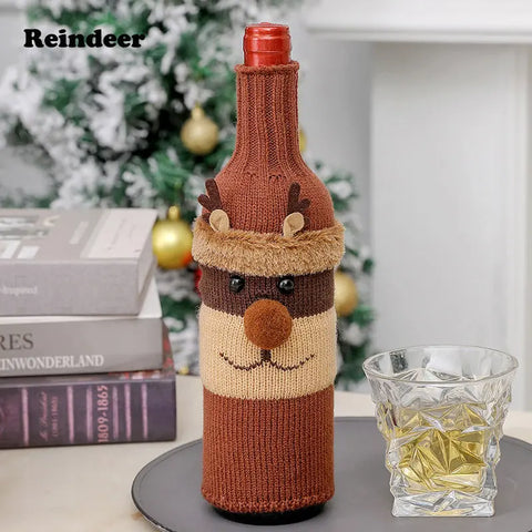 Christmas Decorations Santa Wine Bottle Cover, Knitted Champagne Bottle Sleeve For Restaurant Holiday Settings Christmas, Halloween, Thanksgiving Day Gift Easter Gift CozyHaus