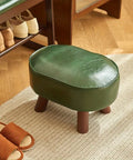 Contemporary Faux Leather Shoe Changing Stool - Versatile Low Ottoman for Living Room, Sofa Side & Entryway Storage CozyHaus