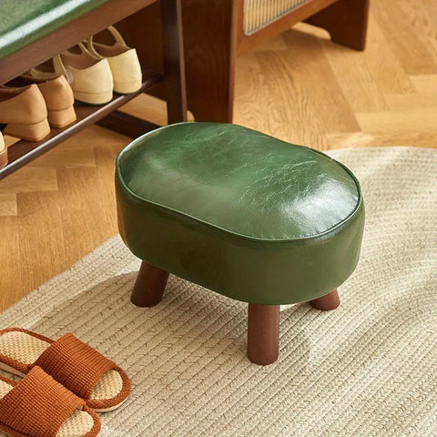 Contemporary Faux Leather Shoe Changing Stool - Versatile Low Ottoman for Living Room, Sofa Side & Entryway Storage CozyHaus