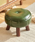 Contemporary Faux Leather Shoe Changing Stool - Versatile Low Ottoman for Living Room, Sofa Side & Entryway Storage CozyHaus