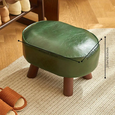 Contemporary Faux Leather Shoe Changing Stool - Versatile Low Ottoman for Living Room, Sofa Side & Entryway Storage CozyHaus