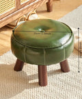 Contemporary Faux Leather Shoe Changing Stool - Versatile Low Ottoman for Living Room, Sofa Side & Entryway Storage CozyHaus