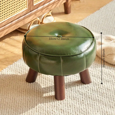 Contemporary Faux Leather Shoe Changing Stool - Versatile Low Ottoman for Living Room, Sofa Side & Entryway Storage CozyHaus