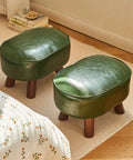 Contemporary Faux Leather Shoe Changing Stool - Versatile Low Ottoman for Living Room, Sofa Side & Entryway Storage CozyHaus