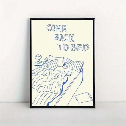 Come Back to Bed Cartoon Canvas Art Print - Art Deco Modern Retro Style Ink Wall Art Decor for Bedroom, Living Room, Home Office - Portrait Orientation Frameless Poster for Indoor Use CozyHaus