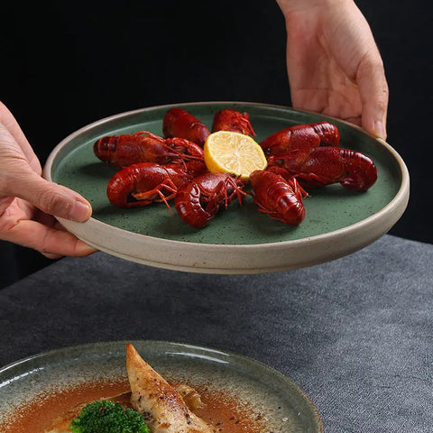 Elegant Japanese Ceramic Dish For Salad & Pasta - Round, Perfect For Culinary Presentations CozyHaus