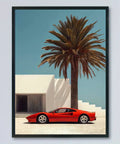 Vintage-Inspired Red Sports Car & Palm Landscape Canvas Art Print - Modern Wall Decor for Living Room, Bedroom, Office, and More - Unframed CozyHaus