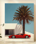 Vintage-Inspired Red Sports Car & Palm Landscape Canvas Art Print - Modern Wall Decor for Living Room, Bedroom, Office, and More - Unframed CozyHaus