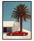 Vintage-Inspired Red Sports Car & Palm Landscape Canvas Art Print - Modern Wall Decor for Living Room, Bedroom, Office, and More - Unframed CozyHaus