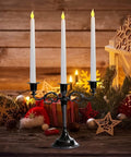 6pcs Flameless Taper Candles with 3D Flickering LED Wick - Battery Operated, Real Wax for Christmas & Wedding Decor (AAA Batteries Not Included) CozyHaus