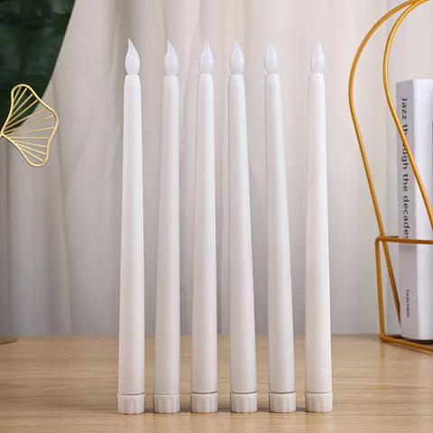 6pcs Flameless Taper Candles with 3D Flickering LED Wick - Battery Operated, Real Wax for Christmas & Wedding Decor (AAA Batteries Not Included) CozyHaus