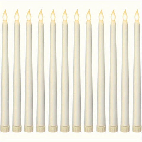 6pcs Flameless Taper Candles with 3D Flickering LED Wick - Battery Operated, Real Wax for Christmas & Wedding Decor (AAA Batteries Not Included) CozyHaus