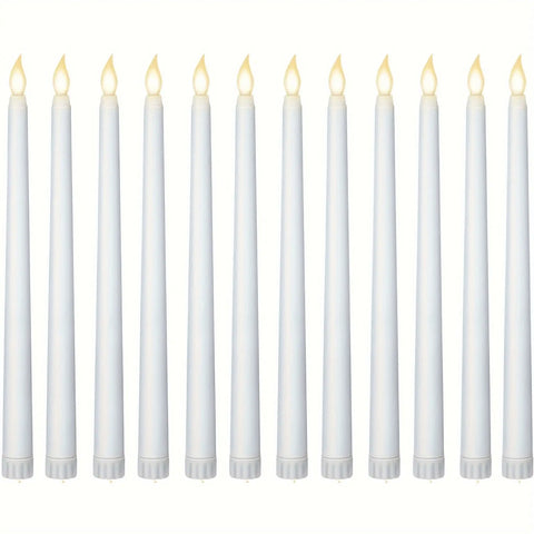 6pcs Flameless Taper Candles with 3D Flickering LED Wick - Battery Operated, Real Wax for Christmas & Wedding Decor (AAA Batteries Not Included) CozyHaus