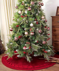 Festive Knitted Christmas Tree Skirt in Red and Ivory - Perfect for Holiday Decorating CozyHaus