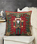 Christmas Nutcracker Throw Pillow Cover 45.72x45.72 cm - Glam Style Decorative Soft Short Plush Pillowcase, Woven Polyester, Zippered Cushion Case for Home Decor, Bedroom, Living Room, Machine Washable - 1pc CozyHaus