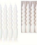 2/4pcs Spiral Cone Candles, Handmade Spiral Long Candles, Spiral Candle Stick Candles Twisted Candles Wax Unscented Dinner Candles For Holiday Wedding Party Christmas Birthday Gifts - White CozyHaus