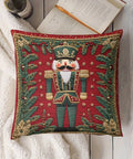 Christmas Nutcracker Throw Pillow Cover 45.72x45.72 cm - Glam Style Decorative Soft Short Plush Pillowcase, Woven Polyester, Zippered Cushion Case for Home Decor, Bedroom, Living Room, Machine Washable - 1pc CozyHaus