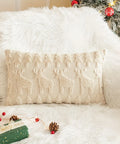 1pc/2pcs, Christmas Plush Pillow Cover Single Side Embroidered Wool Snowflake Christmas Tree Living Room Sofa Cushion Party Decoration Pillow Cover CozyHaus