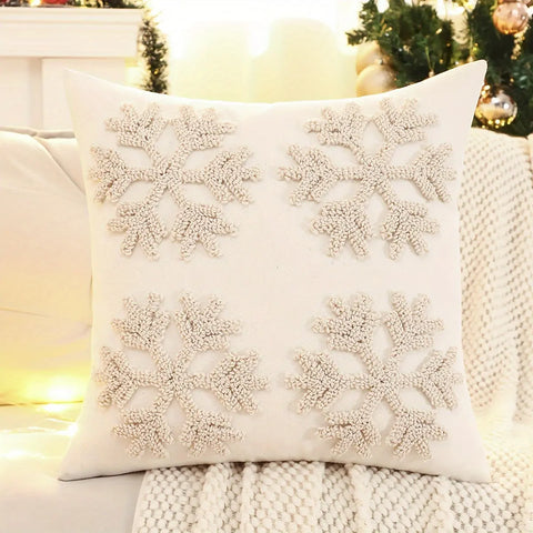 Festive Traditional Style Christmas Decorative Pillow Cover - Snowman And Reindeer with Geometric Patterns, Hand Wash Only, Mixed Colors, Zipper Closure, Suitable for Living Room, Made with Cotton And Polyester Blend CozyHaus