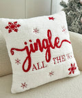 Jingle Bell Embroidered Throw Pillow Cover - Festive Christmas & Winter Decor, Soft Faux Fur, Zip Closure, Hand Wash Only - Perfect for Living Room, Bedroom, and Parties CozyHaus