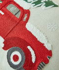 Vintage Red Truck and Christmas Tree Embroidered Throw Pillow Covers, Set of 1, Linen and Polyester Blend, Decorative Cushion Cases with Zipper for Home Decor, Spot-Clean, Suitable for Various Room Types - 43.18x43.18 cm CozyHaus