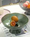 Elegant Oval PET Fruit Bowl with Golden Rim - Transparent Snack Serving Tray for Home & KTV CozyHaus