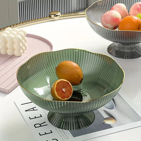 Elegant Oval PET Fruit Bowl with Golden Rim - Transparent Snack Serving Tray for Home & KTV CozyHaus