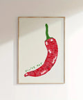 Chic "You're Hot" Red Chili Pepper Art Deco Poster - Modern Minimalist Kitchen Wall Art - Fashion Vintage Food Illustration - Trendy Retro Spring/Summer Decor - Painted Style Frameless Print CozyHaus