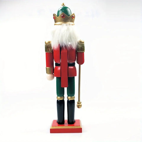 Christmas Nutcracker King Figurine, 11.81-Inch Traditional Wooden Soldier with Scepter, Festive Tabletop Holiday Decor, Manufactured Wood Nutcracker for Christmas Display CozyHaus