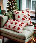 Christmas Plush Throw Pillow Cover 44.96cm - Festive Red & White, Zip Closure, Machine Washable Polyester - Perfect for Sofa and Bedroom Decor CozyHaus