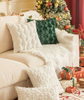 1pc/2pcs, Christmas Plush Pillow Cover Single Side Embroidered Wool Snowflake Christmas Tree Living Room Sofa Cushion Party Decoration Pillow Cover CozyHaus