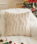 1pc/2pcs, Christmas Plush Pillow Cover Single Side Embroidered Wool Snowflake Christmas Tree Living Room Sofa Cushion Party Decoration Pillow Cover CozyHaus