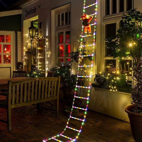 LED Santa Claus Ladder Lights String, USB Powered Christmas Holiday Decorations, Multi-Color LED Rope Lights for Indoor Decoration, 3m/1.7m, Plastic, Bar/Bat Mitzvah, Halloween, Christmas, Universal Holiday Decor, ≤36V CozyHaus