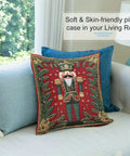 Christmas Nutcracker Throw Pillow Cover 45.72x45.72 cm - Glam Style Decorative Soft Short Plush Pillowcase, Woven Polyester, Zippered Cushion Case for Home Decor, Bedroom, Living Room, Machine Washable - 1pc CozyHaus