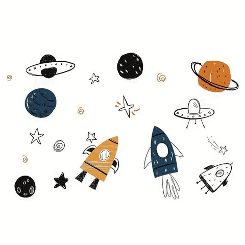 1pc, Outer Space Nursery Wall Sticker - Rocket Ship, Astronaut, and Planet Decor for Boy's Room - Vinyl Decor for a Fun and Imaginative Space Theme CozyHaus