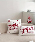 Jingle Bell Embroidered Throw Pillow Cover - Festive Christmas & Winter Decor, Soft Faux Fur, Zip Closure, Hand Wash Only - Perfect for Living Room, Bedroom, and Parties CozyHaus