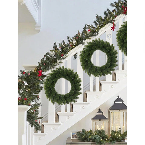 44.96cm Classic Green Pine Needle Christmas Wreath - Artificial, Perfect for Front Door & Indoor/Outdoor Decor, Farmhouse Style Holiday Wall & Window Accent, for Christmas CozyHaus