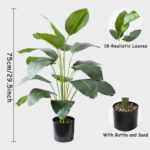 1pc 18-Head Banana Plant, 73.66cm Large Artificial Potted Plant with Stone, Indoor & Outdoor Decor, Nordic Style, Ideal for New Year, Housewarming, Wedding, Beach, Party, Christmas, Thanksgiving, Independence Day, Labor Day, Banana Tree, No Power Required CozyHaus