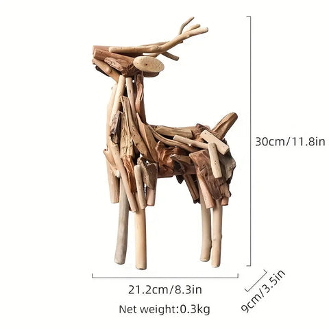 Handcrafted Wooden Deer Sculpture: Abstract Design for Indoor/Outdoor Use - Perfect Christmas Gift for Your Living Room or Office CozyHaus