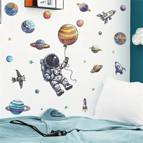 Creative Astronaut & Rocket Wall Decal - Self-Adhesive PVC Sticker for Bedroom and Living Room Decor CozyHaus