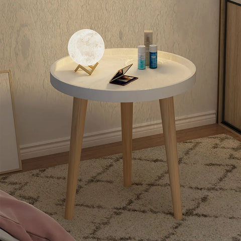 30MM/1.18in Round Portable Coffee Table: Stable Side End Table for Living Room, Bedroom, Office - Perfect for Laptop and Small Sofa - White and Black CozyHaus