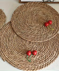 6pcs, Natural Hand Woven Placemat, Round Placemat, Suitable For Table, Home Decoration, Wedding Party Decoration, All Kinds Of Party Decoration CozyHaus